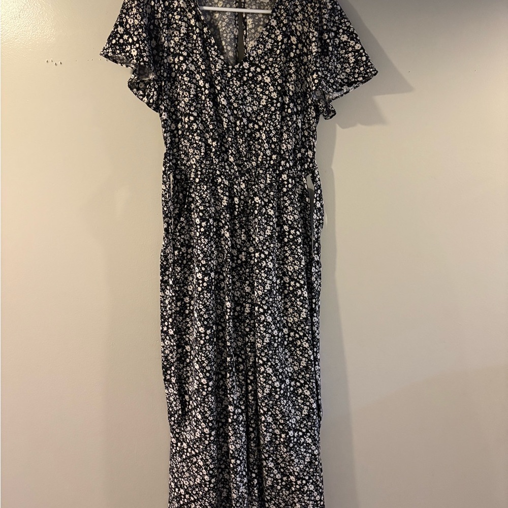 Everly Black and White Floral Jumpsuit